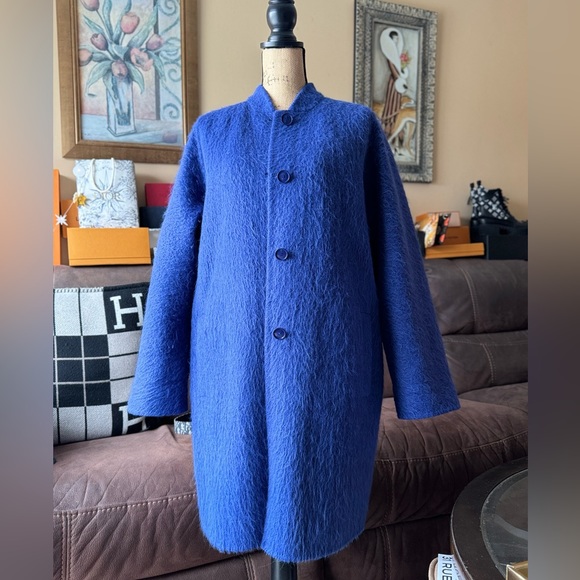 MAX MARA Plush Alpaca-Virgin Wool blue Coat - Picture 10 of 16